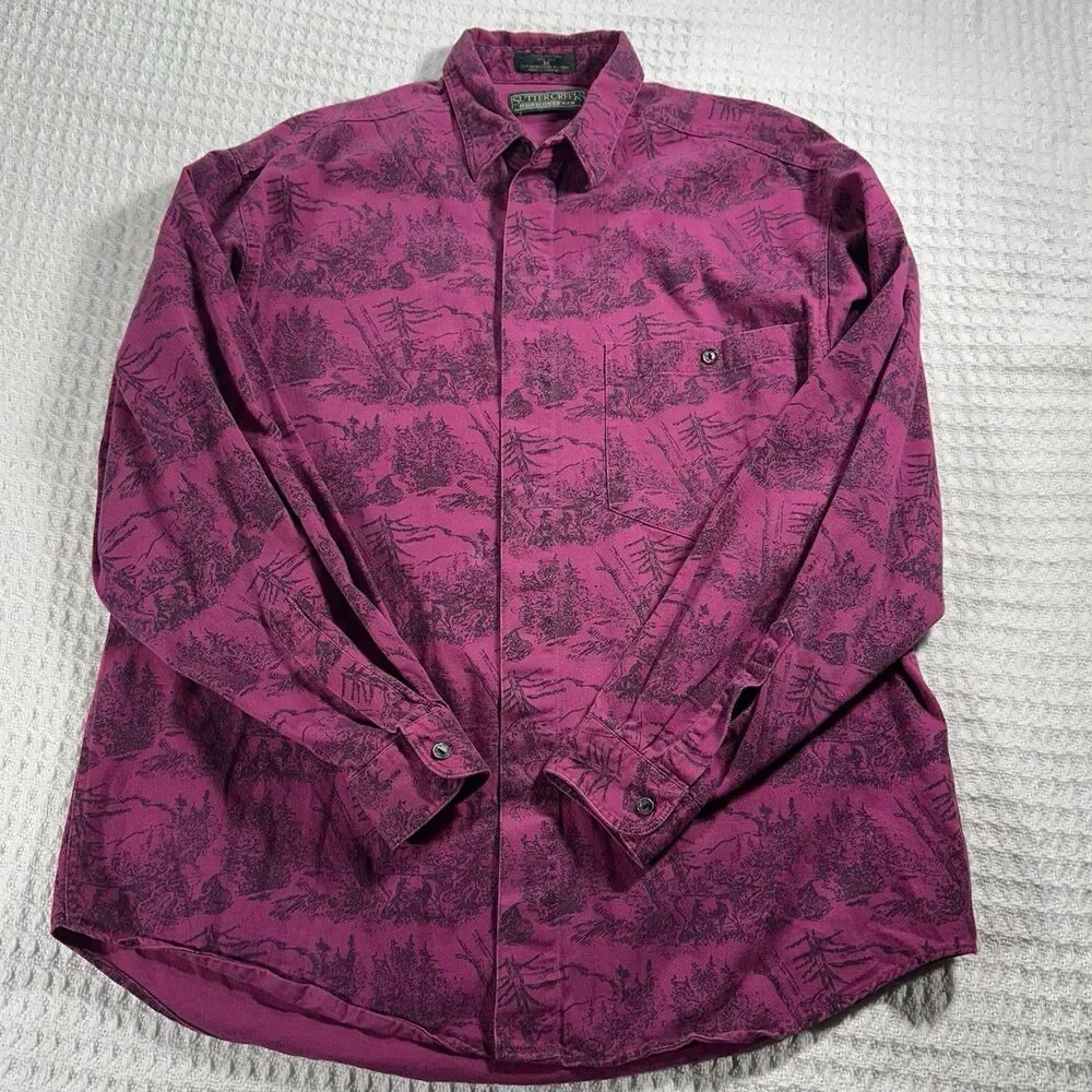 RARE Levi’s Sutter Creek M | 80s Magenta Forest | Hidden Placket + MOP‎ Buttons